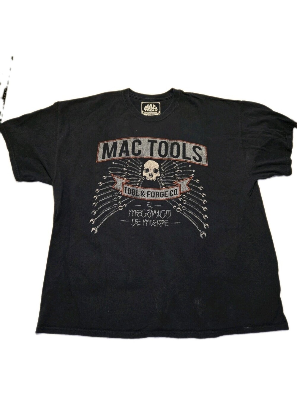Mac Tools T Shirt 2XL Black Skull Wrench El Mecanico De Muerte Mechanic